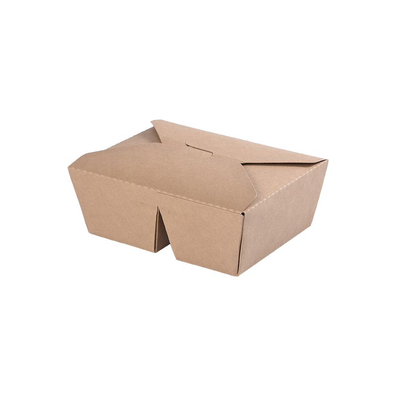Kraft Paper Take out Box Folded Top Bento Box-Two 2 Compartment Divide