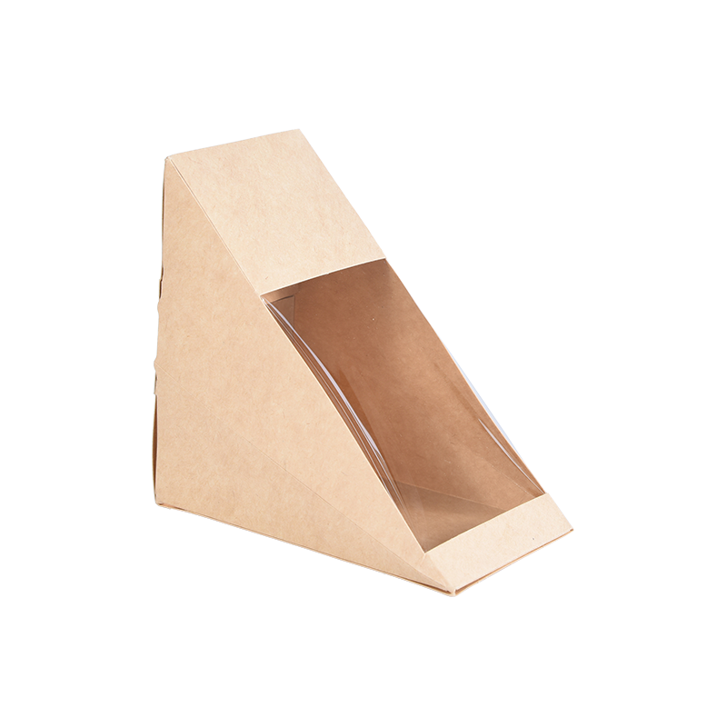 Mga Triangle Sandwich Box na may Window Kraft Paper Sandwich Wedge Box Food Packaging Takeaway Box para sa Bakery Dessert