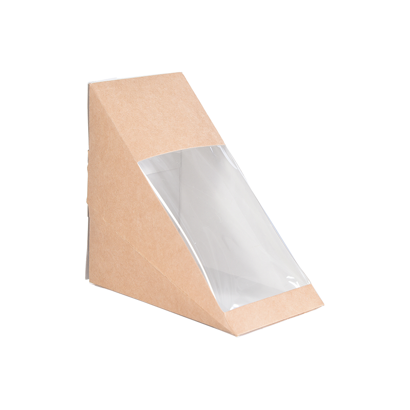 Mga Triangle Sandwich Box na may Window Kraft Paper Sandwich Wedge Box Food Packaging Takeaway Box para sa Bakery Dessert