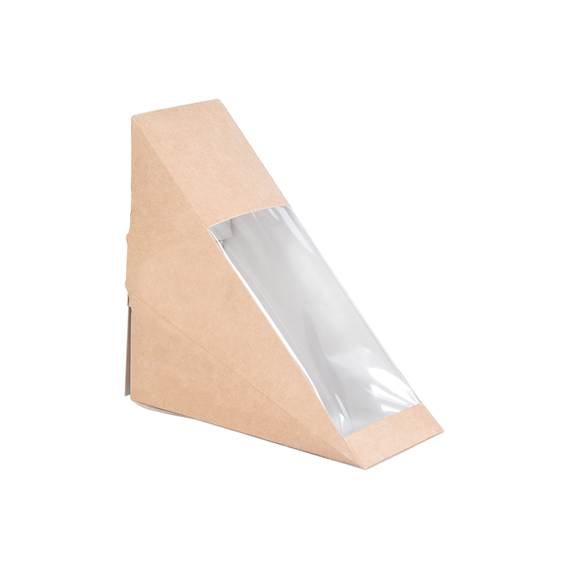 Mga Triangle Sandwich Box na may Window Kraft Paper Sandwich Wedge Box Food Packaging Takeaway Box para sa Bakery Dessert
