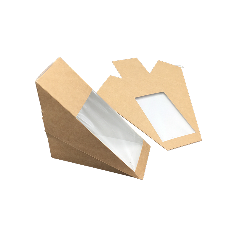 Mga Triangle Sandwich Box na may Window Kraft Paper Sandwich Wedge Box Food Packaging Takeaway Box para sa Bakery Dessert