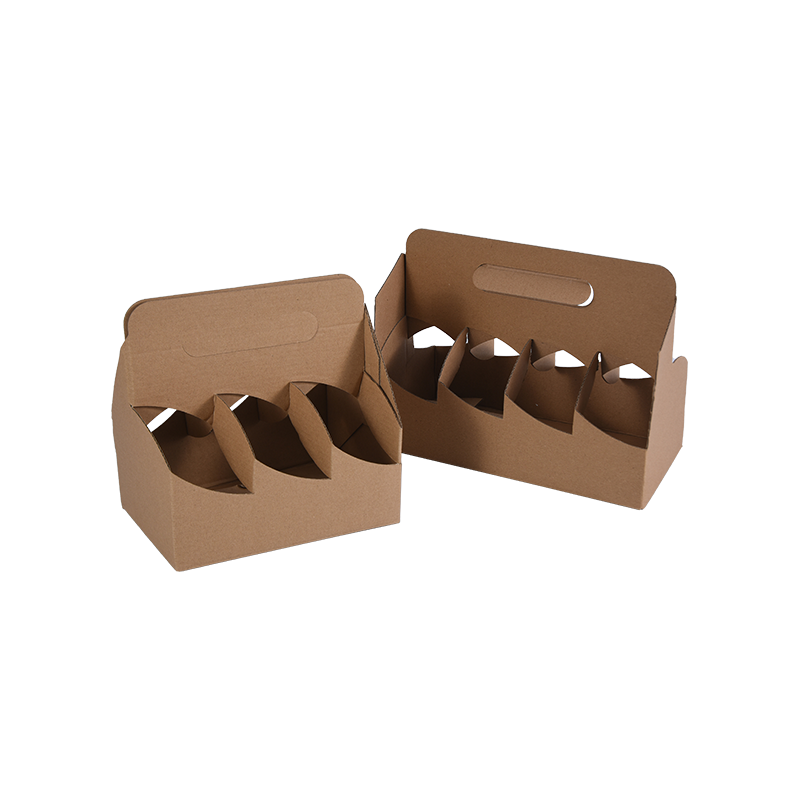 Kraft Beverage Carrier na may Mga Handle (6 hanggang 8 Bote o Lata)